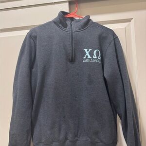 Chi Omega Gray Half-Zip Sweater